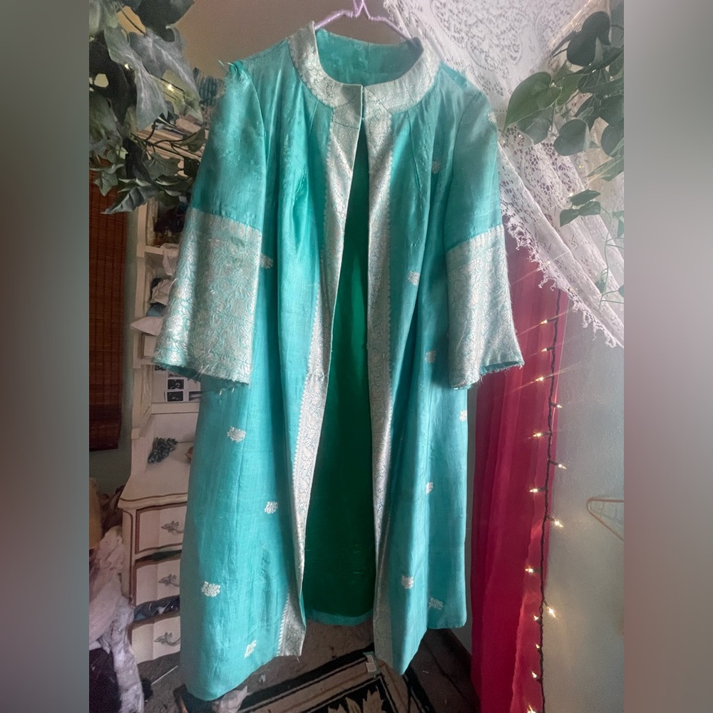Vintage Silk Teal Jacket
